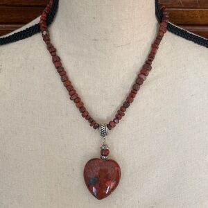 JAY KING DTR sterling jasper stone Red Heart ❤️ Pendant Necklace